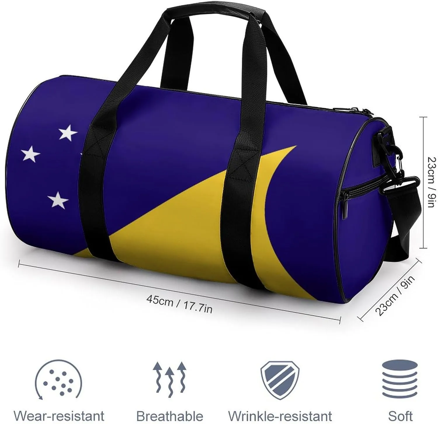 Tokelau Flag Sports Duffel Bag for Men Women Gym Bag with Wet Pocket Weekender