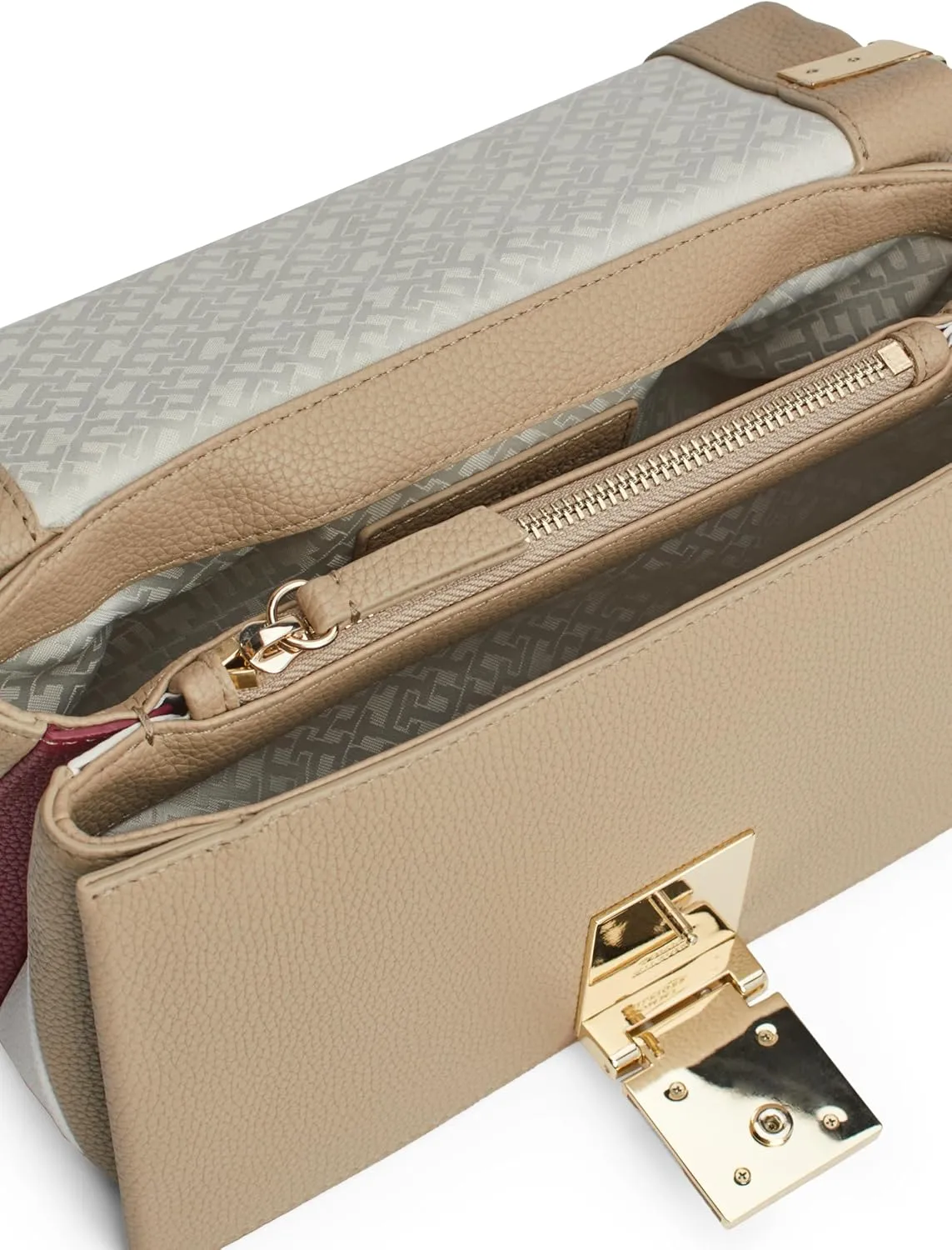 Tommy Hilfiger Leather Shoulder Bag with Removable Crossbody Strap