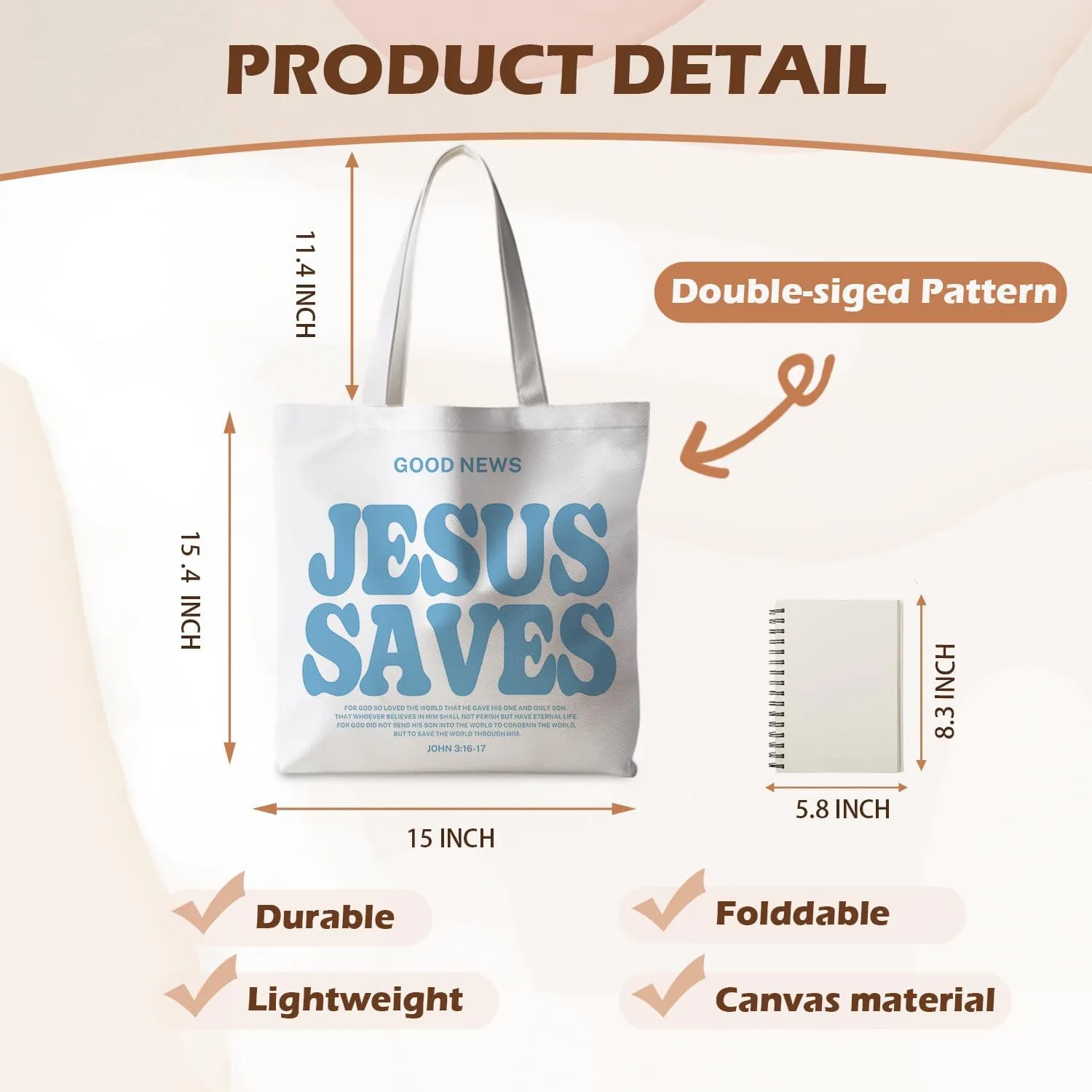 Tote Bag - Christian Gifts for Women, Canvas Bags with Bible Verse Designs