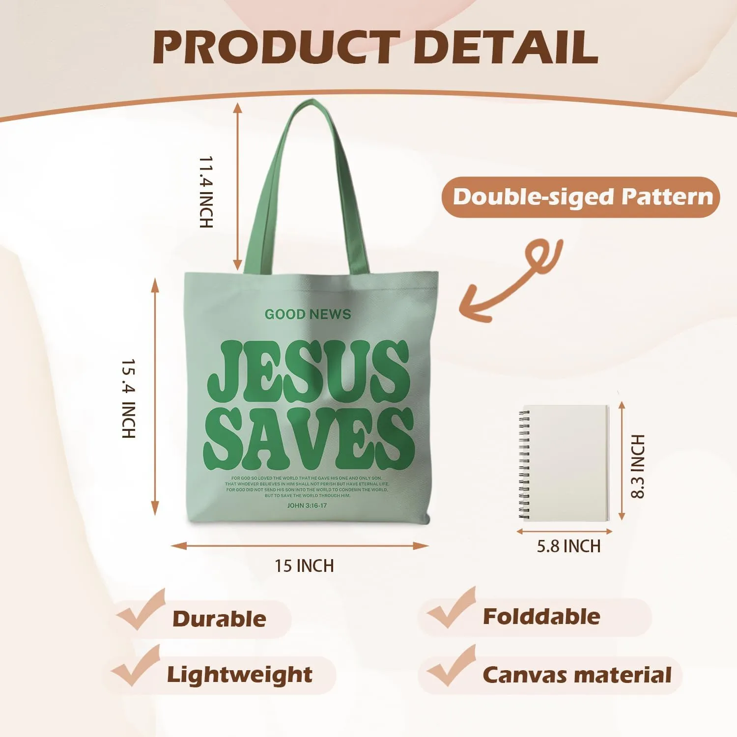 Tote Bag - Christian Gifts for Women, Canvas Bags with Bible Verse Designs