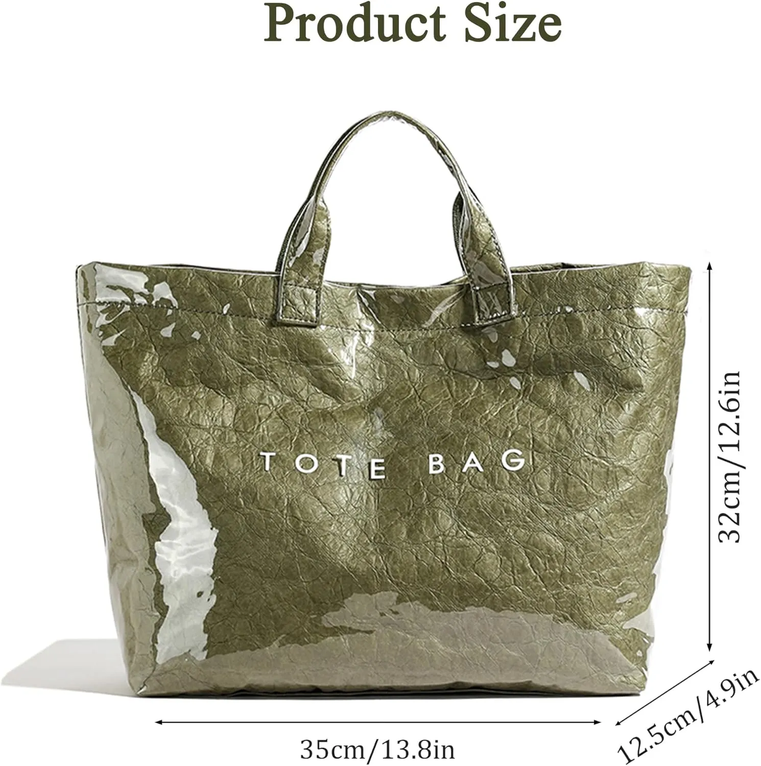 Tote Bag for Women Large PVC Tote Bag Plastic Handbag Letters Print Handbag Clear Hobo Bag