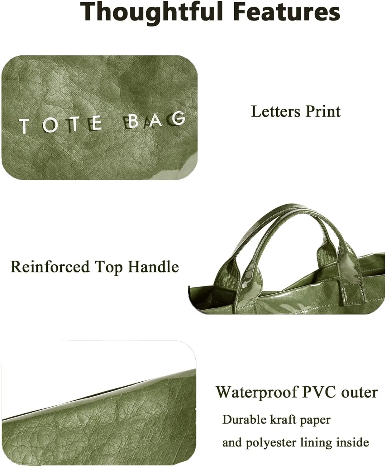 Tote Bag for Women Large PVC Tote Bag Plastic Handbag Letters Print Handbag Clear Hobo Bag