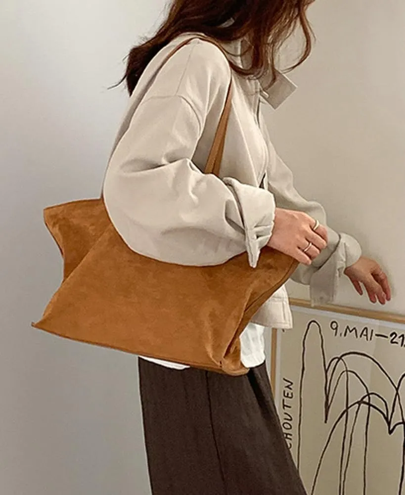Tote Bag for Women Suede Shoulder Bags Large Satchel and Purse Soft Stylish Handbag Dating Work Shopping