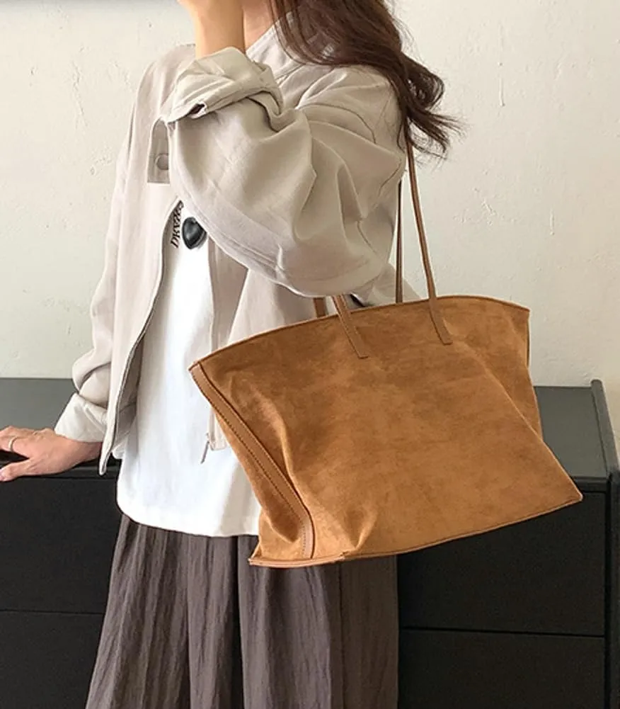 Tote Bag for Women Suede Shoulder Bags Large Satchel and Purse Soft Stylish Handbag Dating Work Shopping