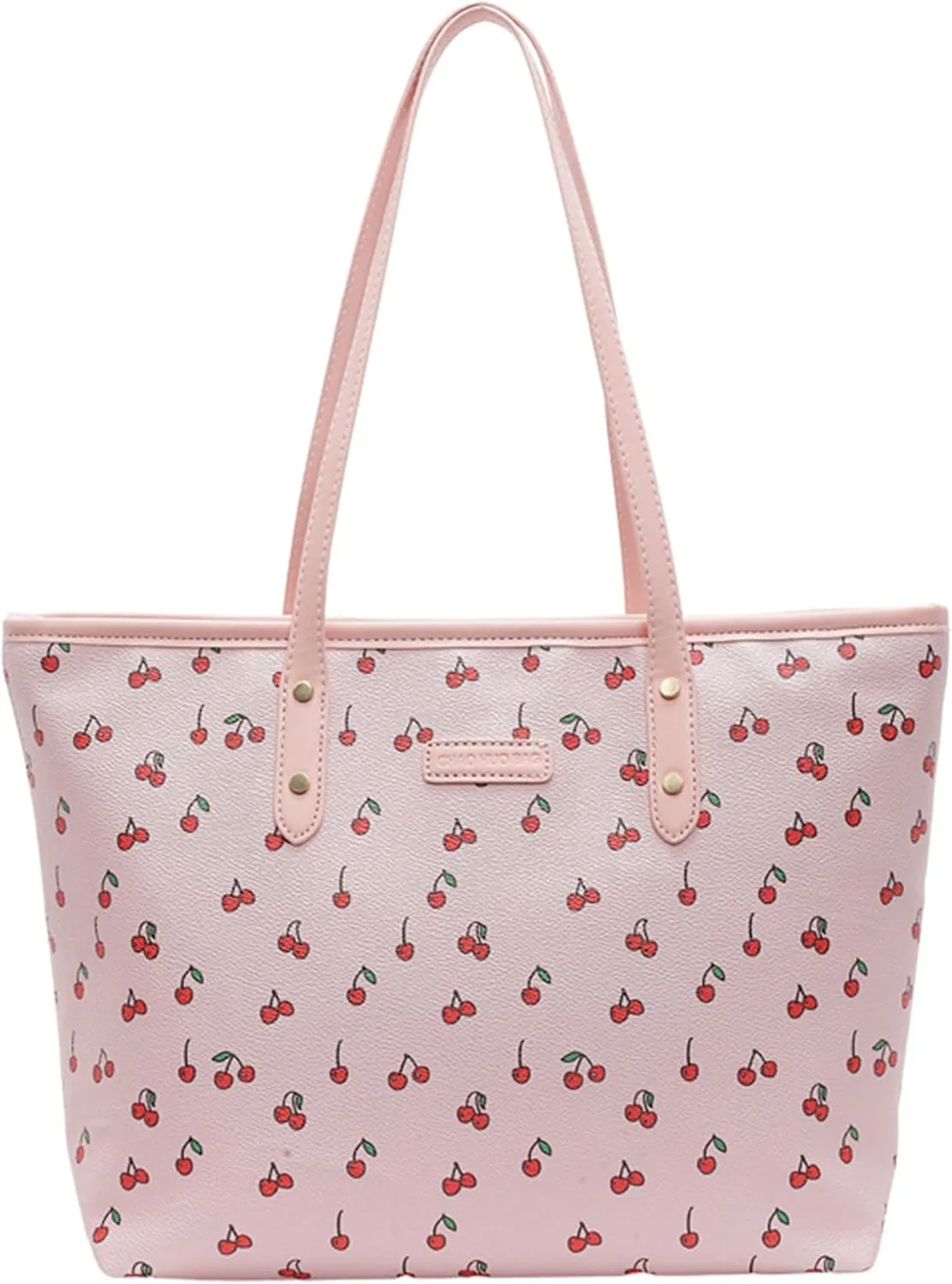 Tote Bags for Women Faux Leather Cherry Print Shoulder Bag Cute Floral Purse Trendy Tote Handbags for Travel Work