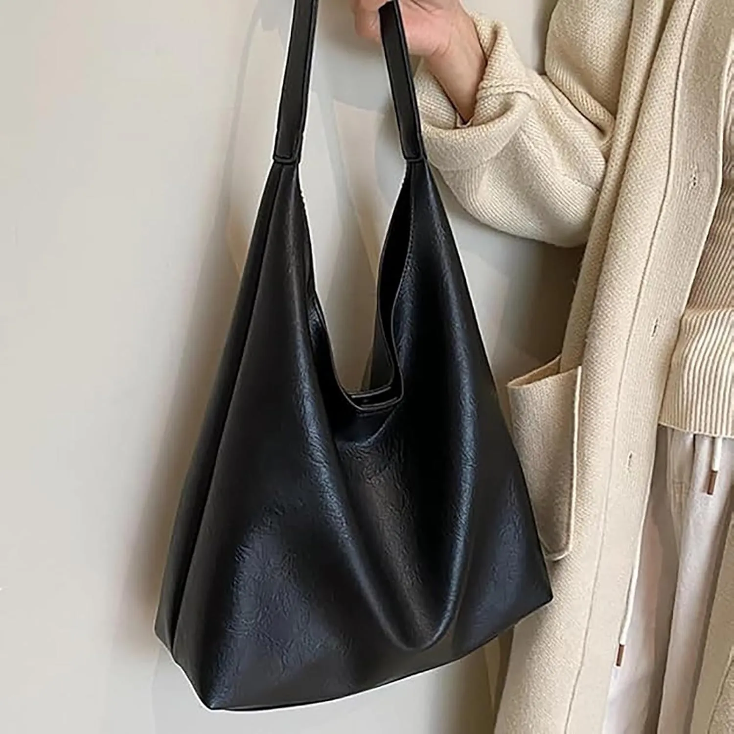 Tote Bags for Women Suede & Leather Hobo Shoulder Bag Fall Ladies Handbags Large Capacity Slouch Bag with Purses Bag