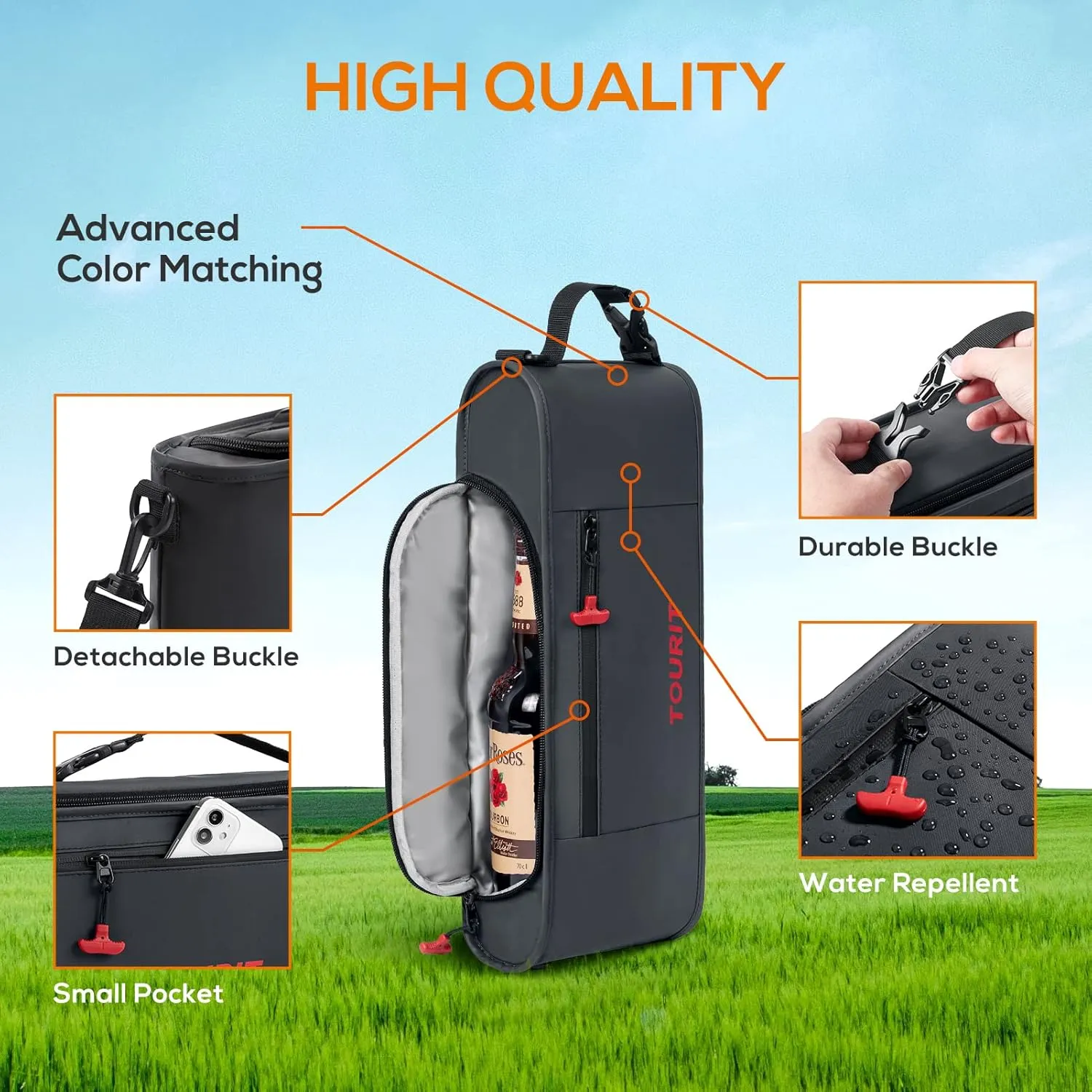 TOURIT Cooler Bag - 6-Can Insulated Sleeve, Small Soft Golf Accessories for Men, Fits Discreetly in Golf Bag