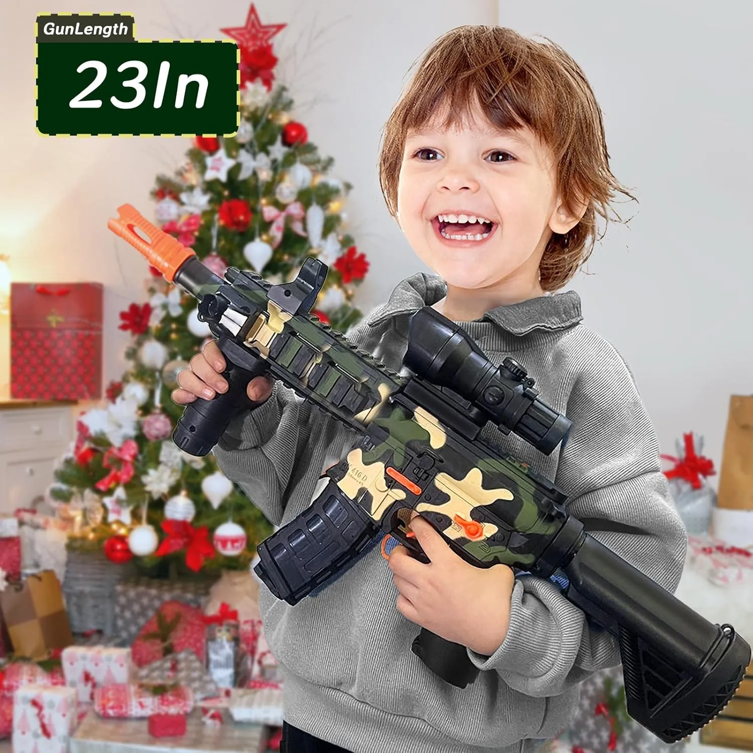 Toy Guns with Full Auto & Manual,M416 Foam Blaster Gun for Boys,Realistic Sniper Rifle with Scope 60 Bullet Darts and 2 Magazines, Electric Automatic Toys Gun Gifts for Kids, Camouflage