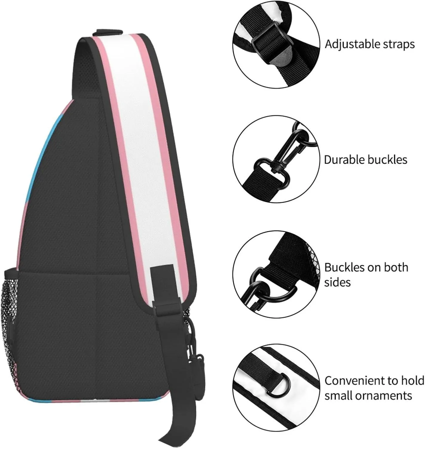 Transgender Trans Pride LGBTQIA Sling Bag for Men Women Crossbody Backpack Casual Hiking Daypack Chest Shoulder Bag with Adjustable Strap