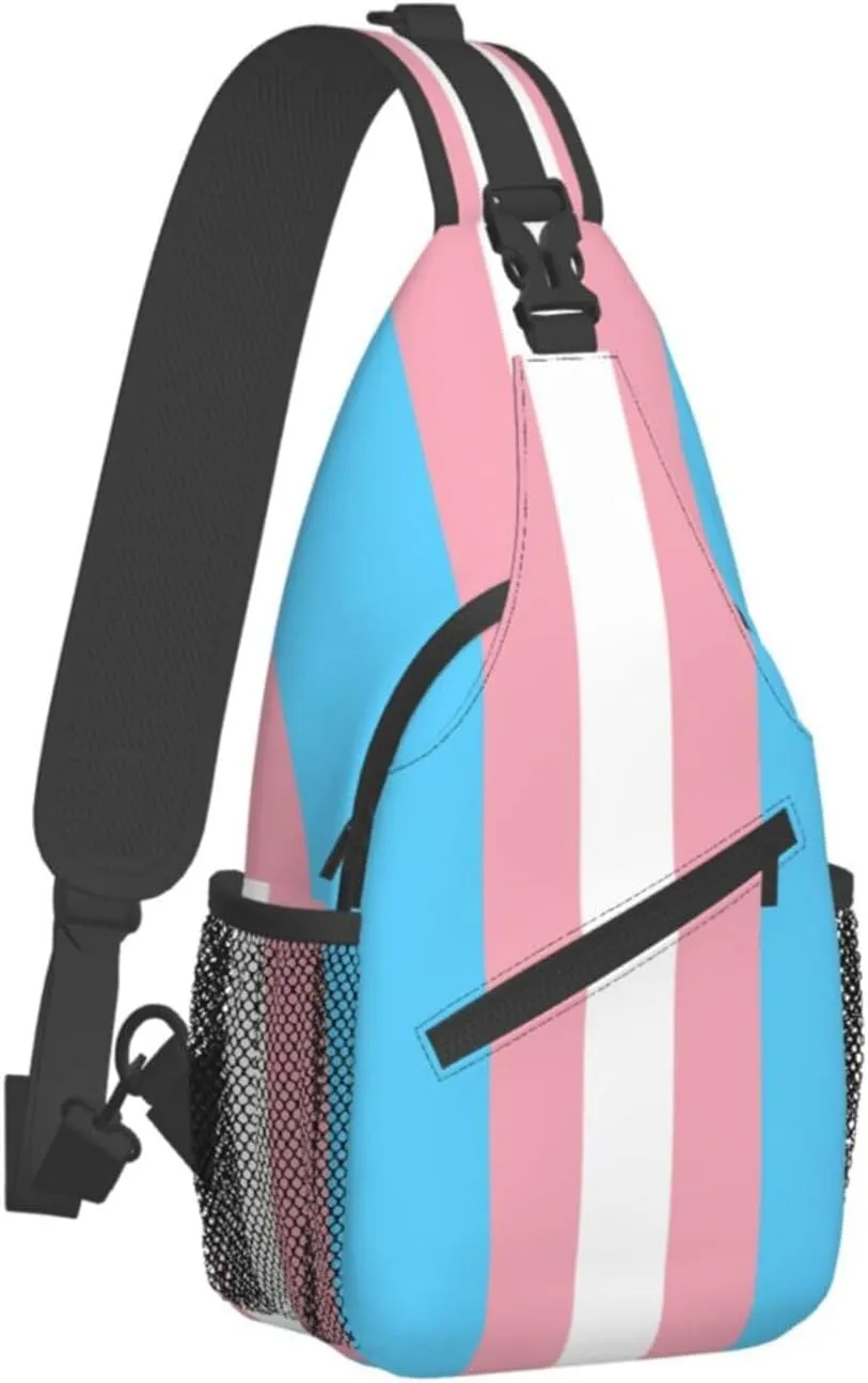 Transgender Trans Pride LGBTQIA Sling Bag for Men Women Crossbody Backpack Casual Hiking Daypack Chest Shoulder Bag with Adjustable Strap