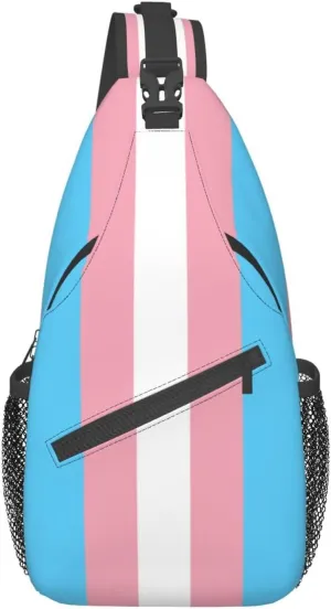 Transgender Trans Pride LGBTQIA Sling Bag for Men Women Crossbody Backpack Casual Hiking Daypack Chest Shoulder Bag with Adjustable Strap