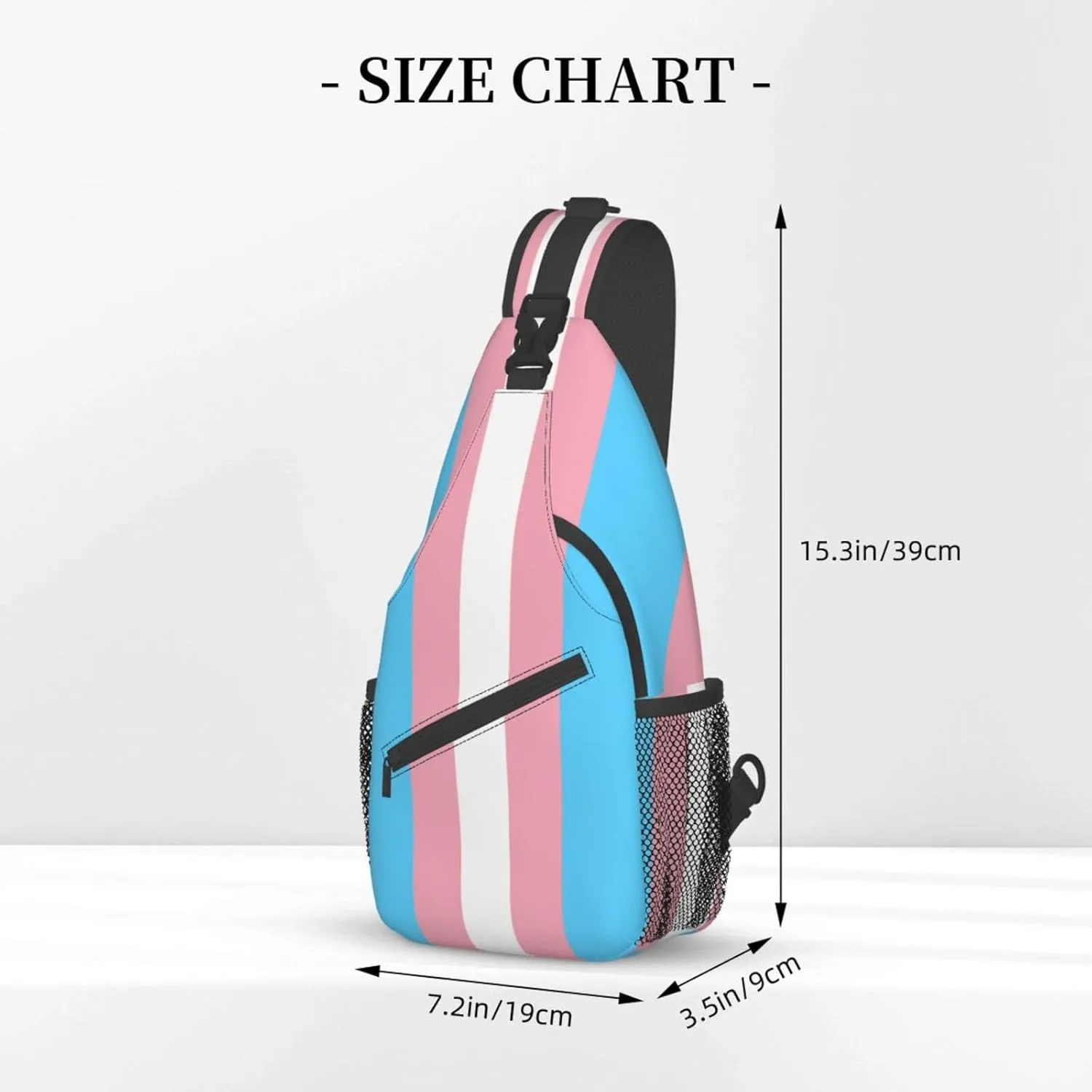 Transgender Trans Pride LGBTQIA Sling Bag for Men Women Crossbody Backpack Casual Hiking Daypack Chest Shoulder Bag with Adjustable Strap