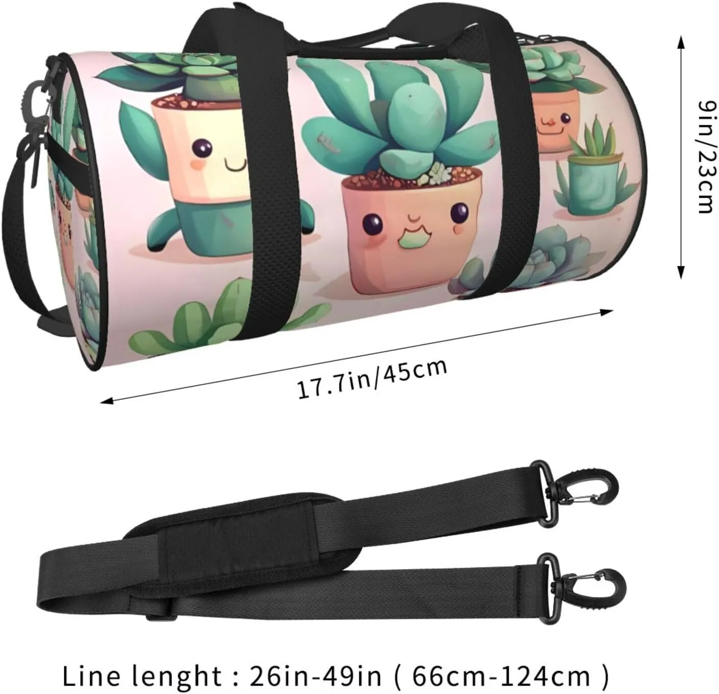 Travel Bag For Women,Lovely Succulent Plants Print Personal Item Duffle Bags,Weekend Travel Duffel Tote Bag,Travel Sport Gym Bag For Men,Airplane Travel Essentials For Flying