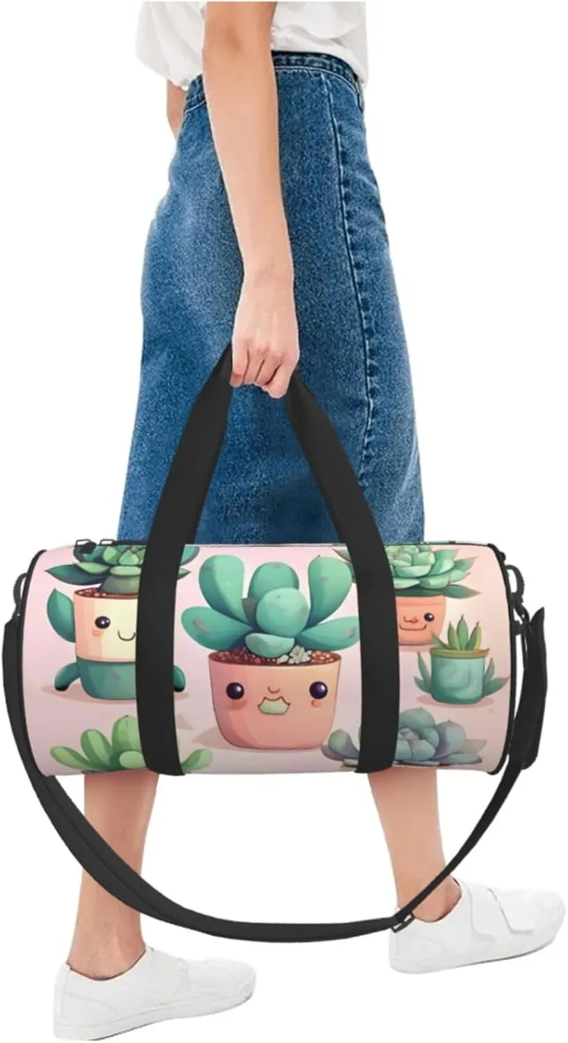 Travel Bag For Women,Lovely Succulent Plants Print Personal Item Duffle Bags,Weekend Travel Duffel Tote Bag,Travel Sport Gym Bag For Men,Airplane Travel Essentials For Flying
