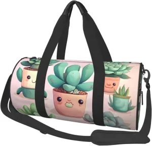 Travel Bag For Women,Lovely Succulent Plants Print Personal Item Duffle Bags,Weekend Travel Duffel Tote Bag,Travel Sport Gym Bag For Men,Airplane Travel Essentials For Flying