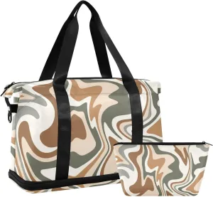 Travel Duffel Bag Camouflage Weaves Gym Duffel Bag for Men & Women with Shoe & Wet Compartment Shoulder Weekender Overnight Bag