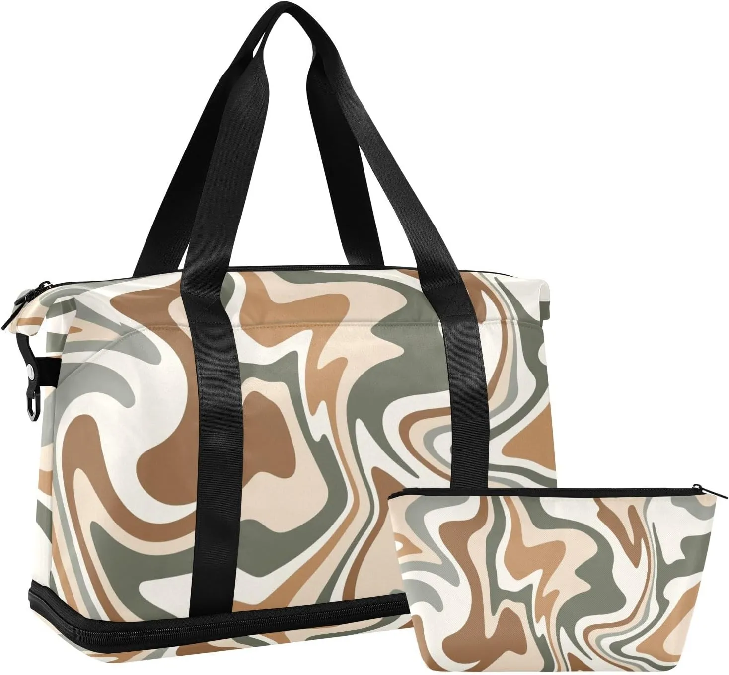 Travel Duffel Bag Camouflage Weaves Gym Duffel Bag for Men & Women with Shoe & Wet Compartment Shoulder Weekender Overnight Bag