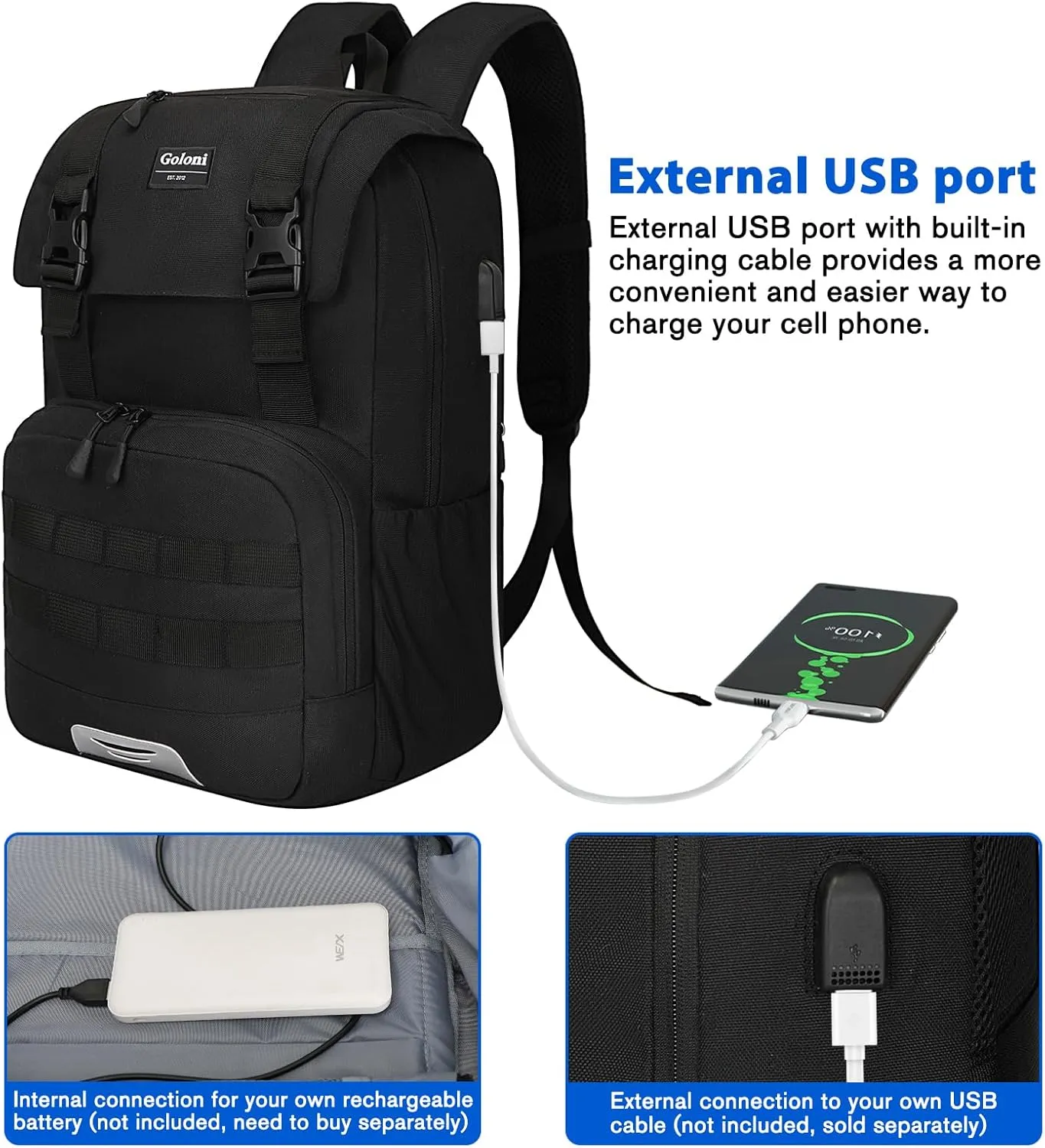 Travel Laptop Canvas Backpack Business Anti Theft Slim Durable with USB Charging Port, Water Resistant College School Computer Bag Gifts for Men & Women Fits 15.6 Inch Notebook