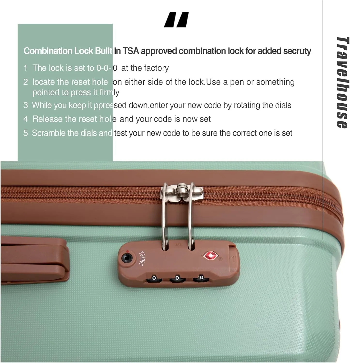 Travelhouse Luggage Sets 5 Piece Suitcases with Wheels ABS Hardshell Suitcase Set Spinner Wheels Carry on Suitcase with TSA Lock Durable Waterproof Travel Luggage (GREEN)
