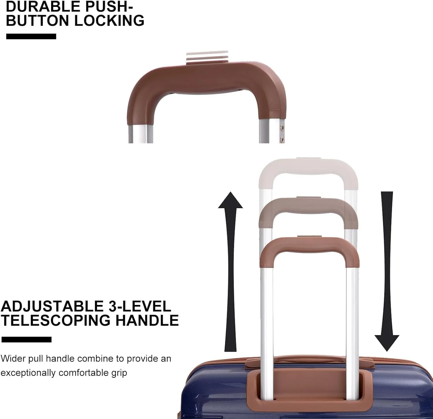 Travelhouse Luggage Sets 5 Piece Suitcases with Wheels ABS Hardshell Suitcase Set Spinner Wheels Carry on Suitcase with TSA Lock Durable Waterproof Travel Luggage（Blue）