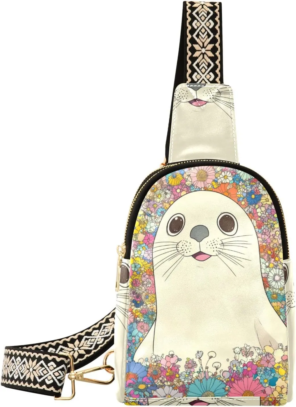 trendy Funny Seal Flower travel fanny pack multipurpose small sling bag for travel
