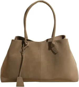 Trendy Suede Shoulder Bag for Women Casual Purse Large Tote Bag Handbag Top Handle Satchel Commuter Underarm Bags
