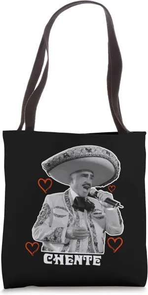 Tribute Chente with red heart white print. Vicente Fernández Tote Bag