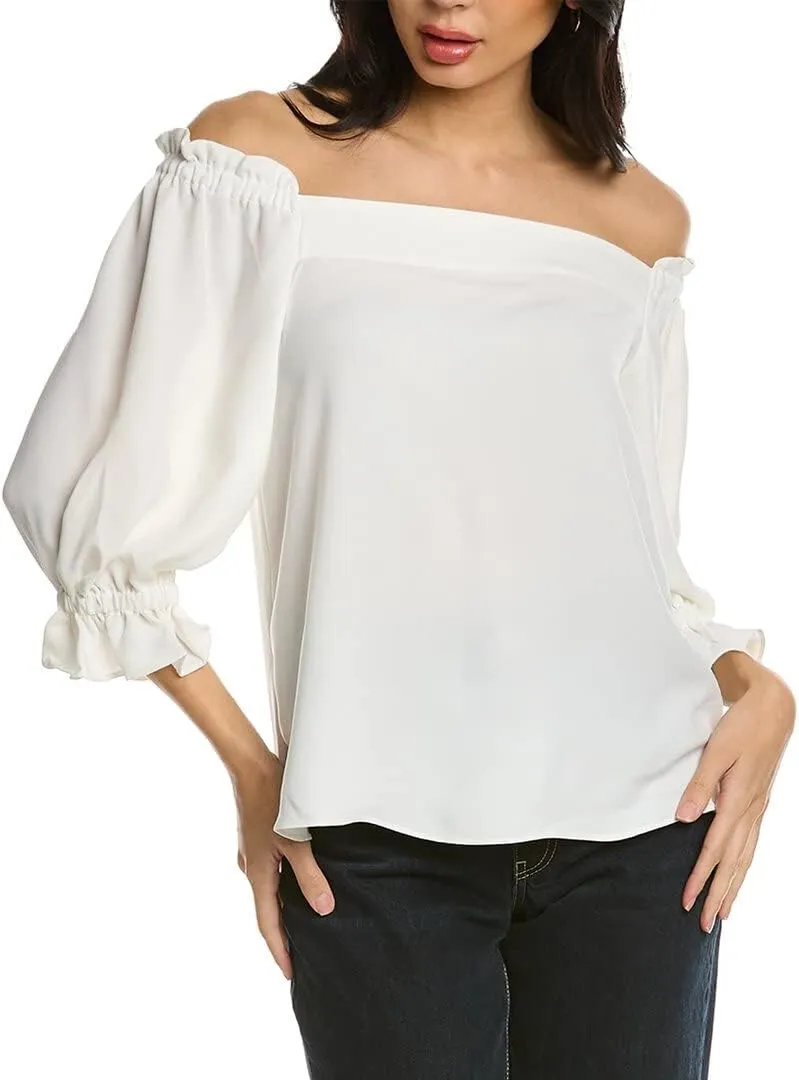 Trina Turk Women's Loose Fit Off The Shoulder Long Sleeve