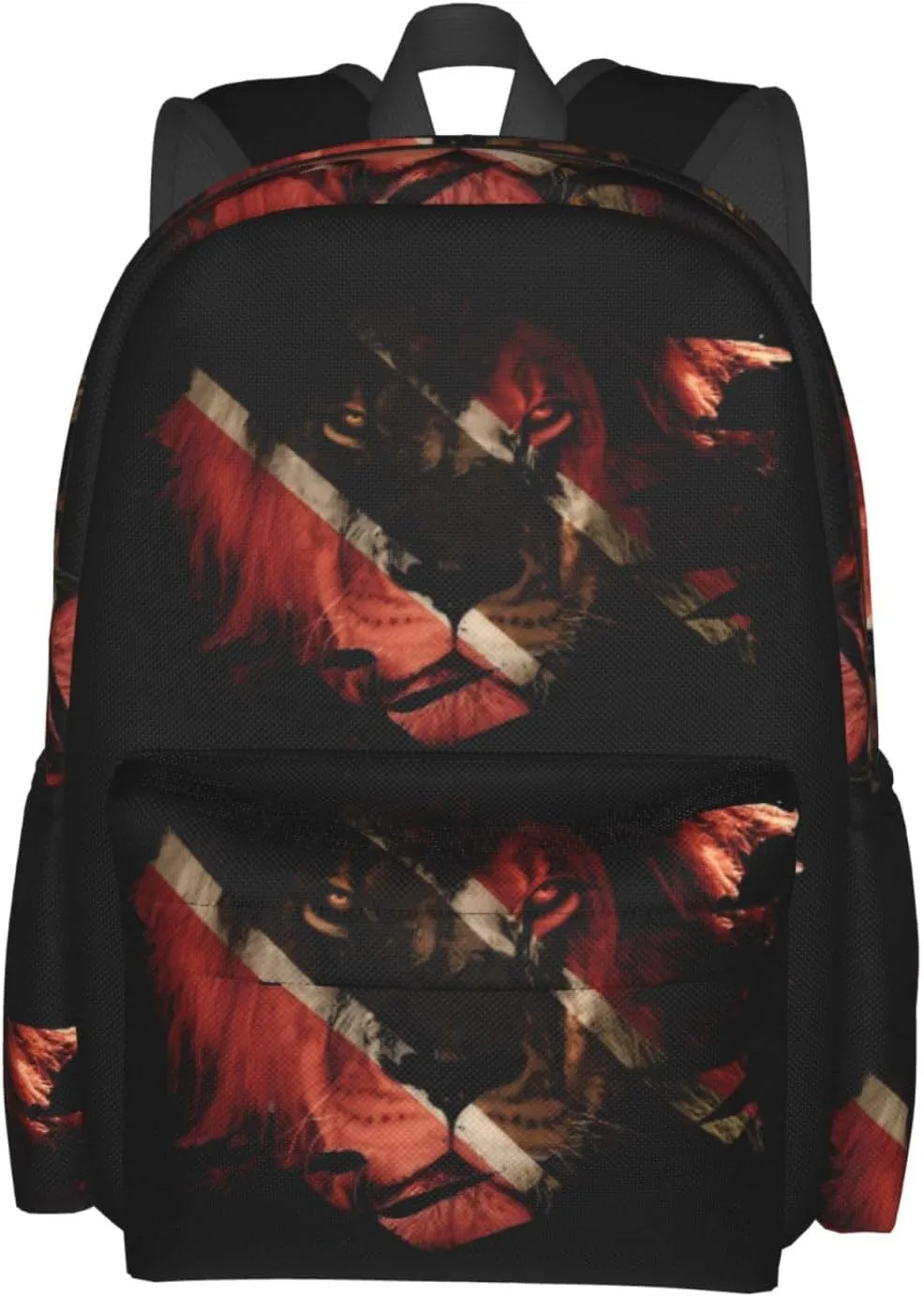 Trinidad Tobago Flag African Lion Large Travel Backpack Casual Backpacks Laptop Daypack Working Rucksack Lightweight Back Pack Sports Bag with Adjustable Shoulder Strap