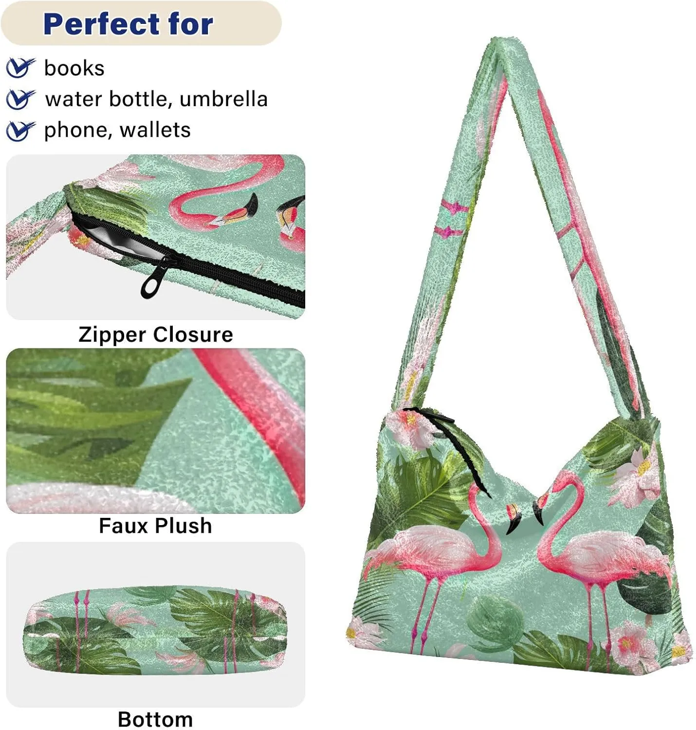 Tropical Leaves on White Women's Shoulder Bag, Long Shoulder Bag, Hand Bag for Ladies