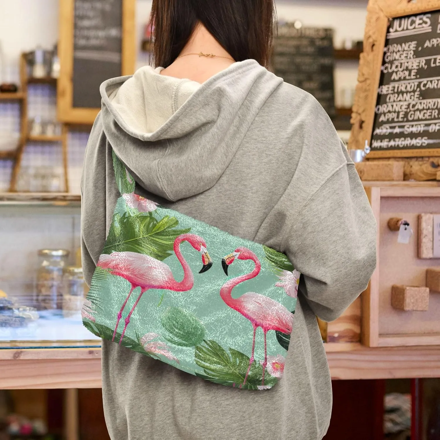 Tropical Leaves on White Women's Shoulder Bag, Long Shoulder Bag, Hand Bag for Ladies