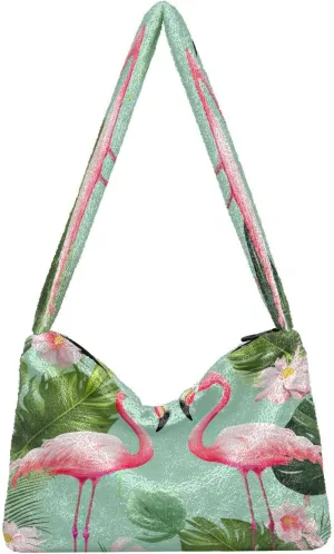 Tropical Leaves on White Women's Shoulder Bag, Long Shoulder Bag, Hand Bag for Ladies