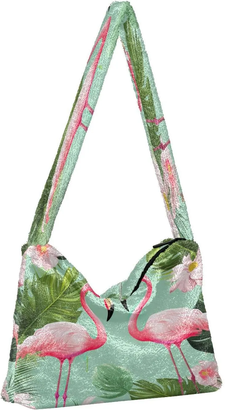 Tropical Leaves on White Women's Shoulder Bag, Long Shoulder Bag, Hand Bag for Ladies