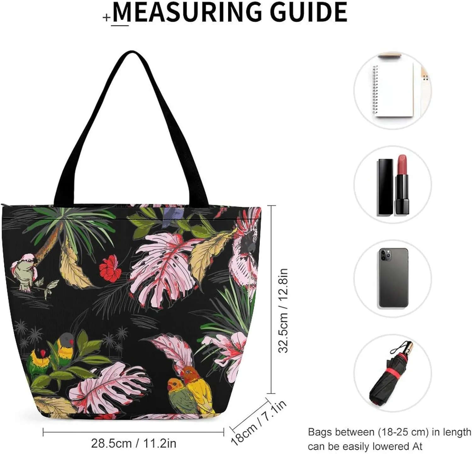 Tropical Print Tote Bags Handbags for Women Fashion Shoulder Bags Shoulder Handbag.
