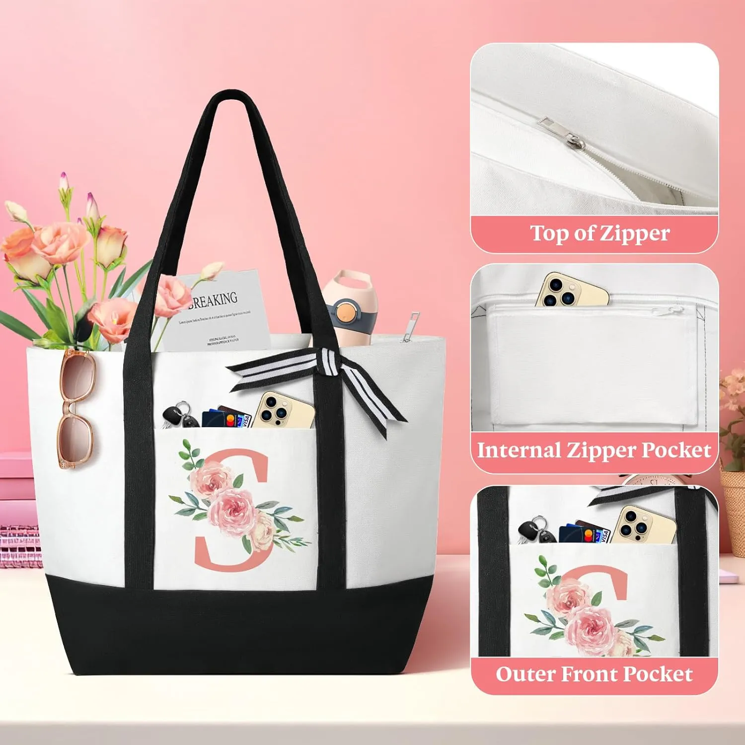 TRSODD Mothers Day Gifts for Grandma Birthday for Women Gigi Gifts for Grandma Large Tote Bag and Makeup Bag