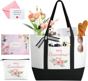 TRSODD Mothers Day Gifts for Grandma Birthday for Women Gigi Gifts for Grandma Large Tote Bag and Makeup Bag