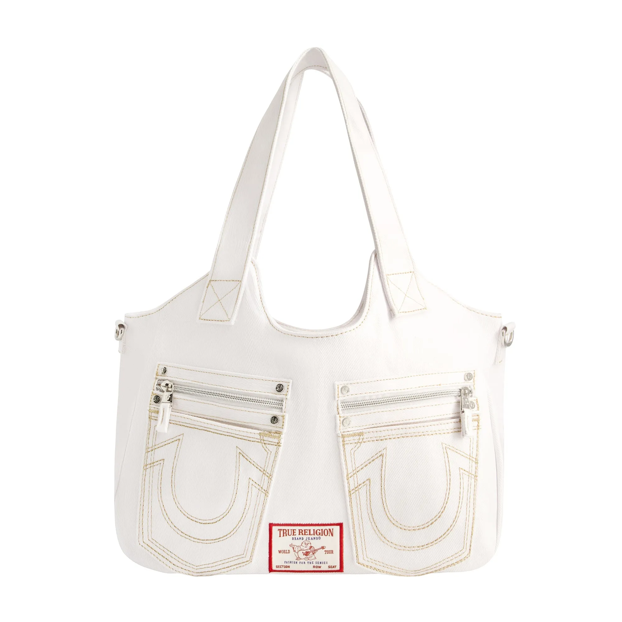 True Religion Horseshoe Stitch Satchel - White