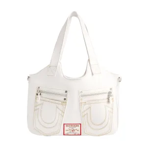 True Religion Horseshoe Stitch Satchel - White