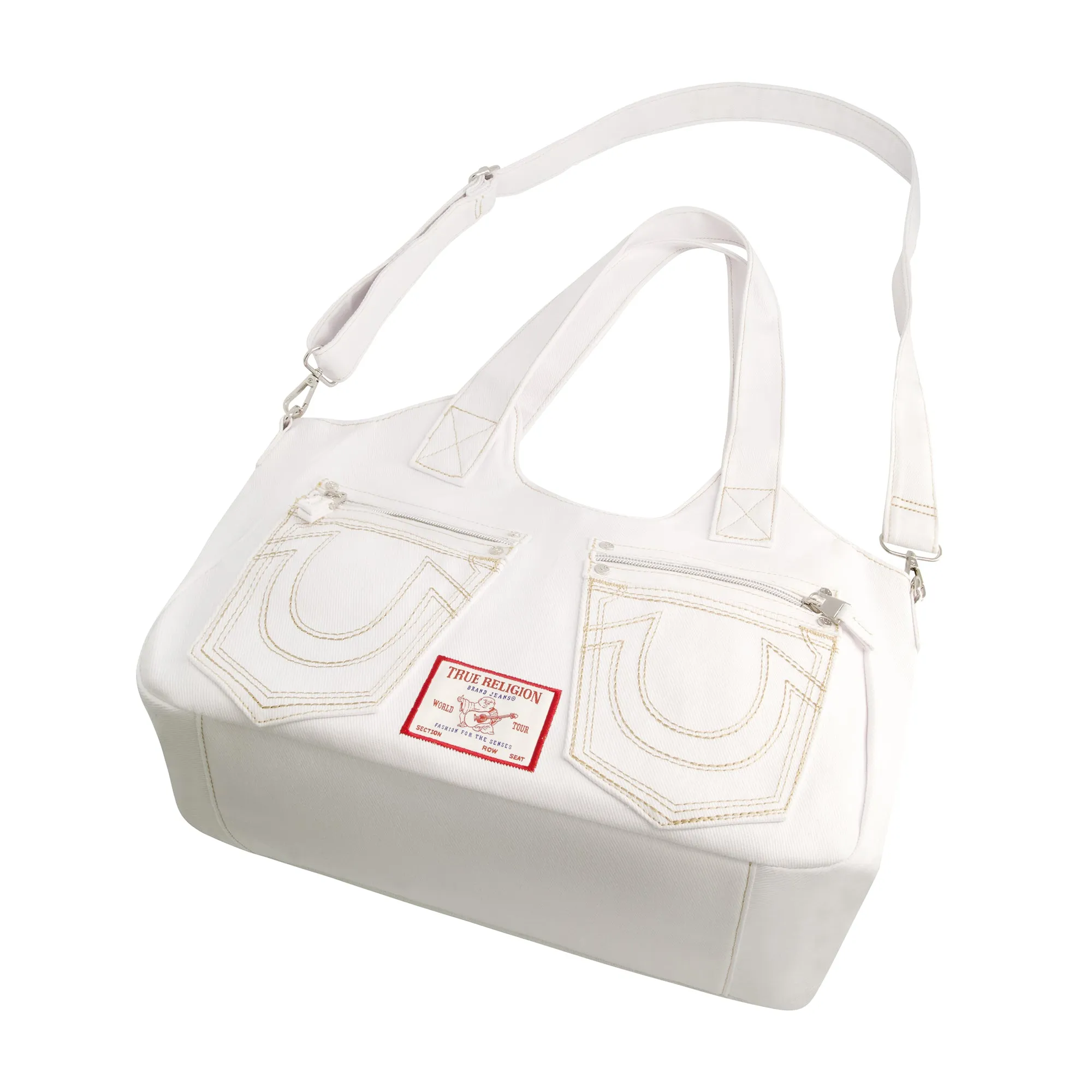 True Religion Horseshoe Stitch Satchel - White
