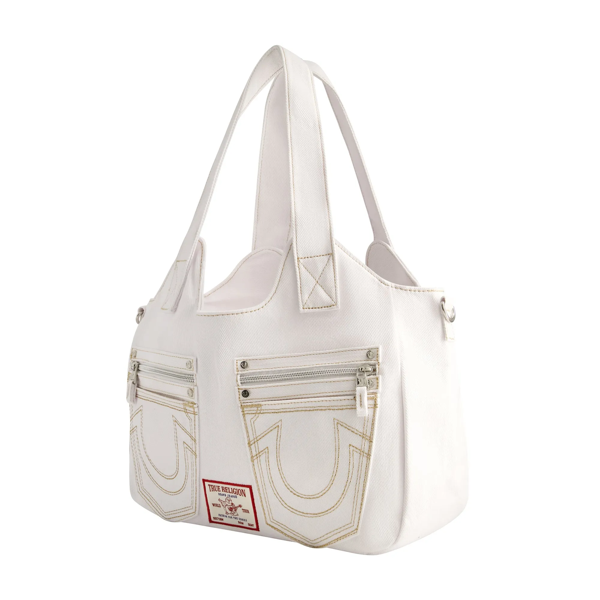 True Religion Horseshoe Stitch Satchel - White