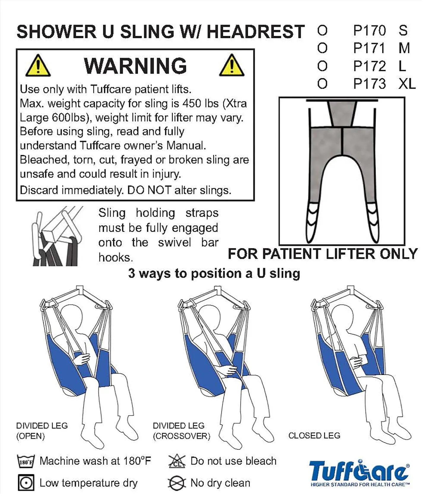 Tuffcare Universal Divided Leg Shower Commode Sling