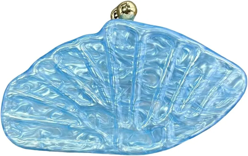 UMREN Lovely Acrylic Shell Shaped Clutch for Women Acrylic Evening Clutch Purse Marble Handbag for Wedding Cocktail Party