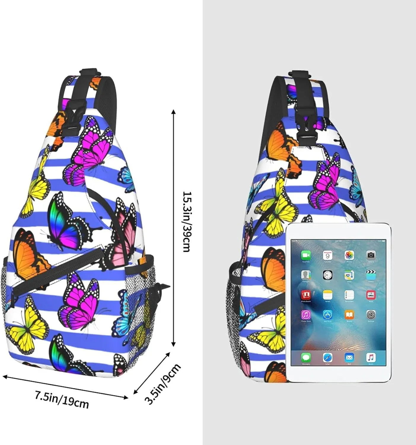 Unisex Waterproof Sling Bag Casual Crossbody Shoulder Backpack Chest Daypack for Men Women Travel Sport Hiking Gym Butterfly