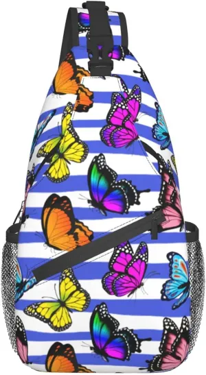 Unisex Waterproof Sling Bag Casual Crossbody Shoulder Backpack Chest Daypack for Men Women Travel Sport Hiking Gym Butterfly