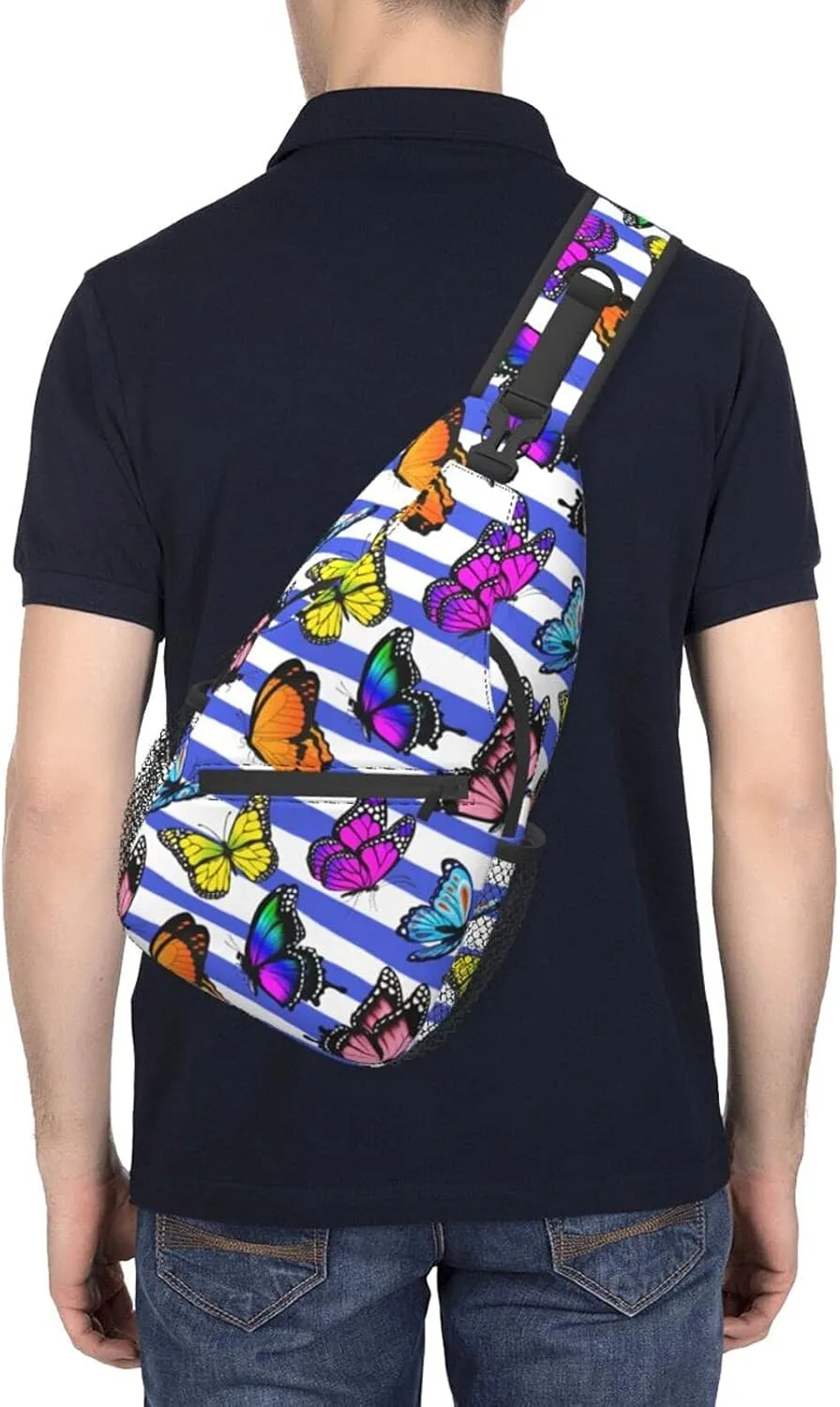 Unisex Waterproof Sling Bag Casual Crossbody Shoulder Backpack Chest Daypack for Men Women Travel Sport Hiking Gym Butterfly