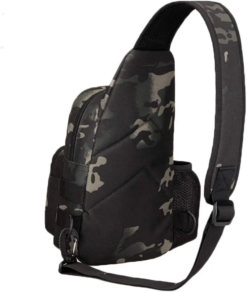 UNISTRENGH Tactical Sling Bag Chest Pack Molle Daypack iPad Mini Military Shoulder Bag Crossbody Duty Gear Backpack (Black-scorpion Camouflage)