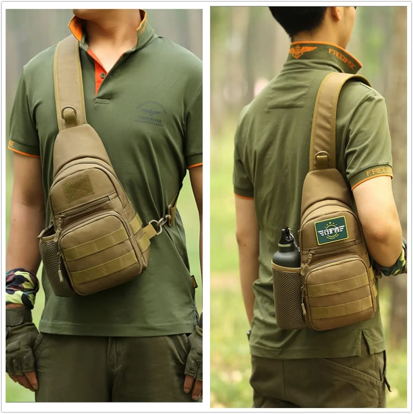 UNISTRENGH Tactical Sling Bag Chest Pack Molle Daypack iPad Mini Military Shoulder Bag Crossbody Duty Gear Backpack (Black-scorpion Camouflage)