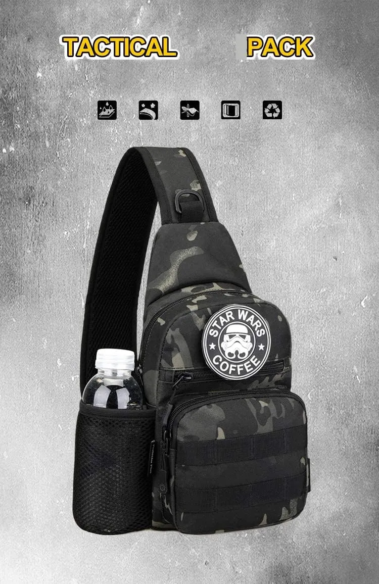 UNISTRENGH Tactical Sling Bag Chest Pack Molle Daypack iPad Mini Military Shoulder Bag Crossbody Duty Gear Backpack (Black-scorpion Camouflage)