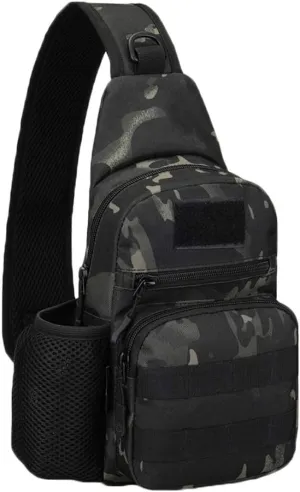 UNISTRENGH Tactical Sling Bag Chest Pack Molle Daypack iPad Mini Military Shoulder Bag Crossbody Duty Gear Backpack (Black-scorpion Camouflage)