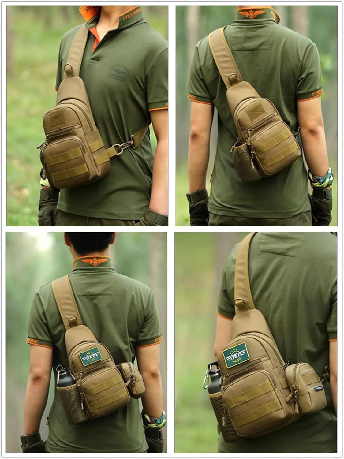 UNISTRENGH Tactical Sling Bag Chest Pack Molle Daypack iPad Mini Military Shoulder Bag Crossbody Duty Gear Backpack (Black-scorpion Camouflage)